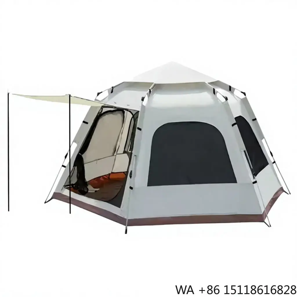 Wholesale OEM Custom Pop up Hexagonal Camping Tent with Side Sun Awning Waterproof Windproof Breathable Family Factory Supplier