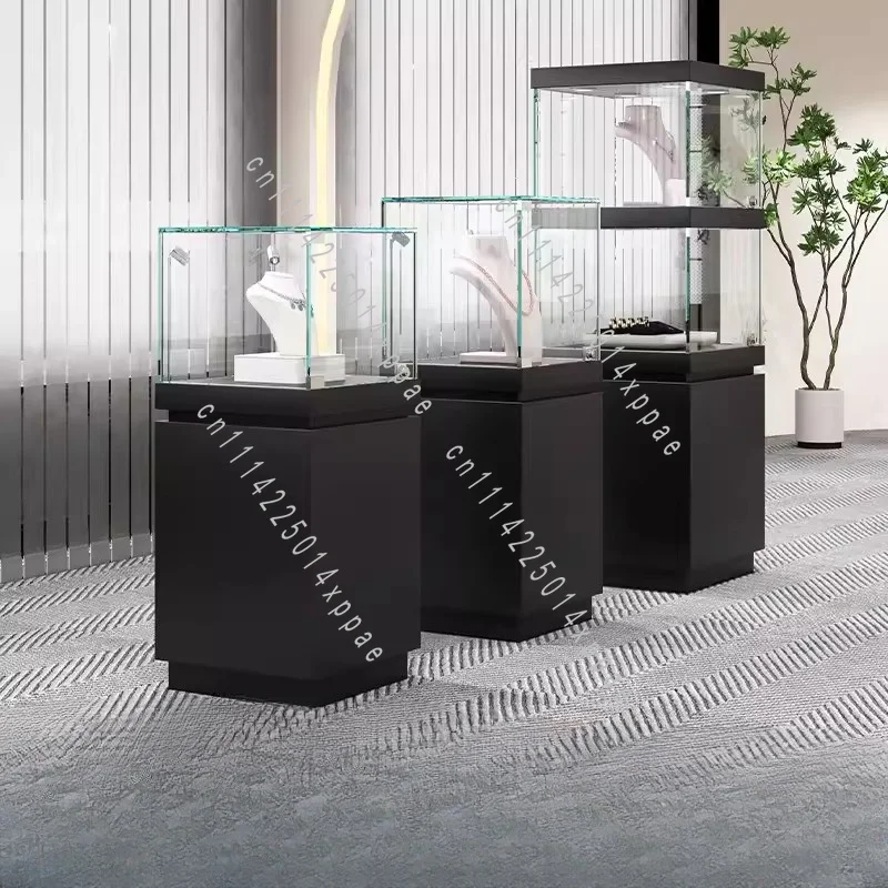 Relics Collection Showcase Statue Exhibition Showcase Jewelry Jade Wood Glass Display Cabinet Museum Antique Cultural