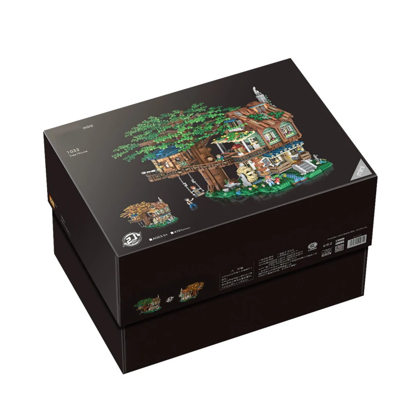 4761 sztuk modułowy budynek leśny domek na drzewie kabina koło wodne huśtawka rzeka Mini klocki cegły DIY architektura zabawka dla dzieci