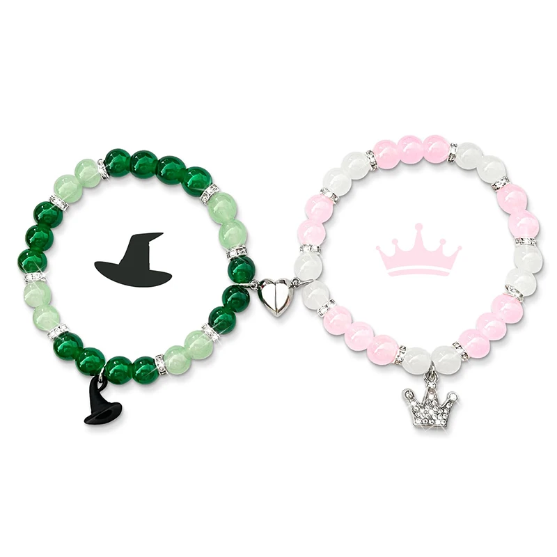 

Elphaba Glinda Friendship Matching Bracelet-Crown Witch Hat Matching Bracelet-BFF Couples Accessories Gifts for Fans Dress Decor