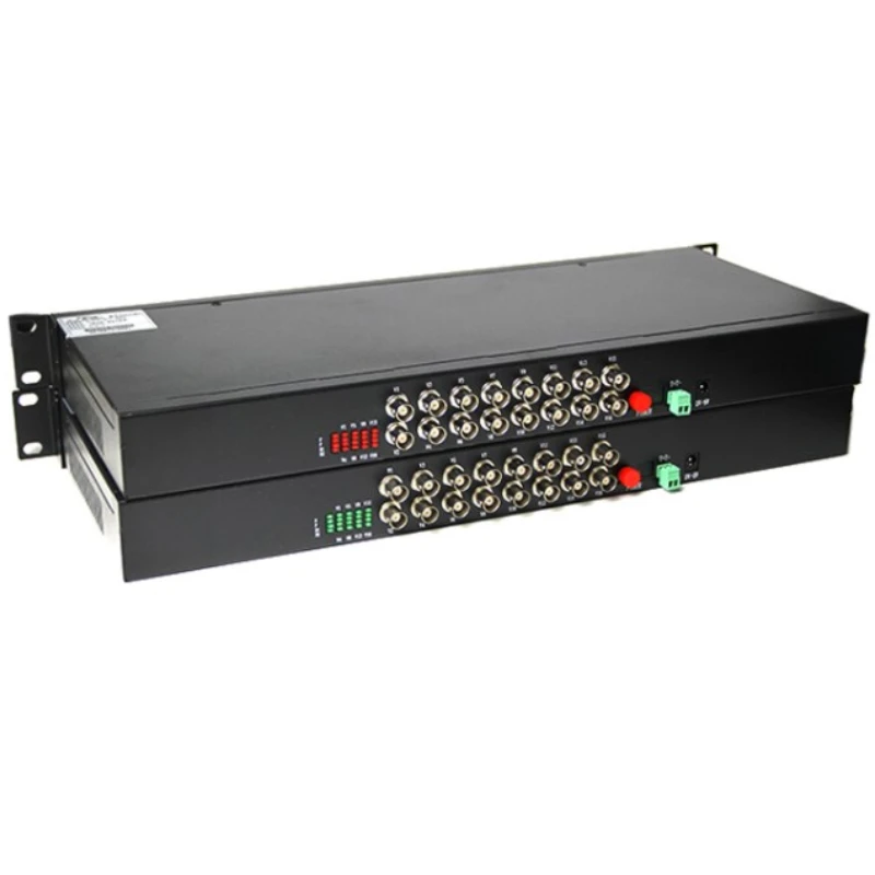 Rack-mount Return Data To Fiber SM FC Port 20KM BNC To Fiber Video Converter 16 channel