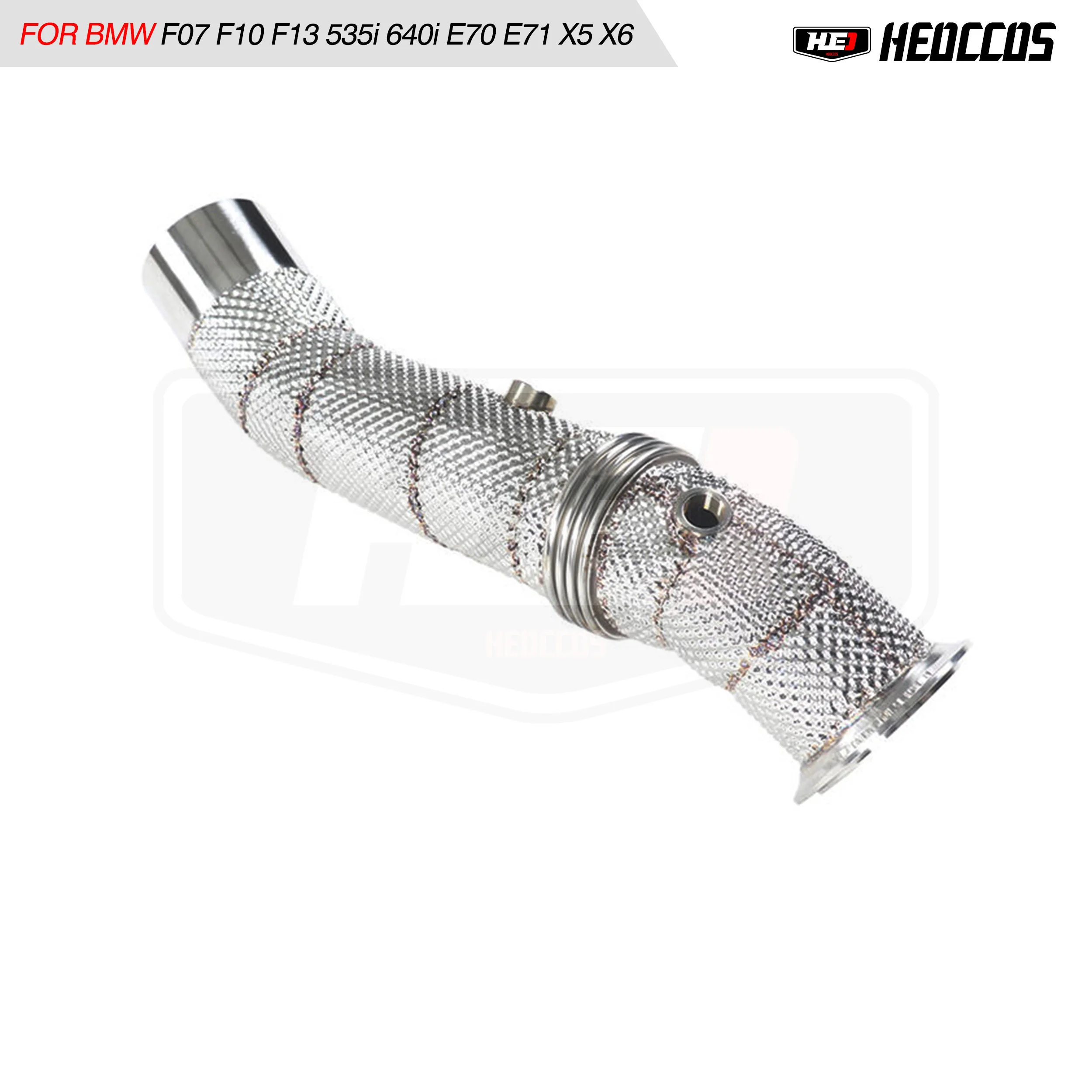 

HEO SUS 304 exhaust downpipe For BMW F07 F10 F11 F12 F13 535i 640i E70 E71 X5 X6 Downpipe wihcat