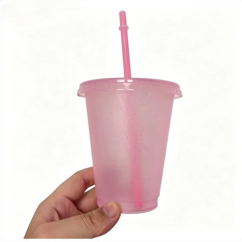 10PCS 475ml Glitter Glitter Sippy Cup Single-layer Glitter Milk Tea Cup Drink Cup Fast Food Restaurant Outdoor Barbecue Utensils