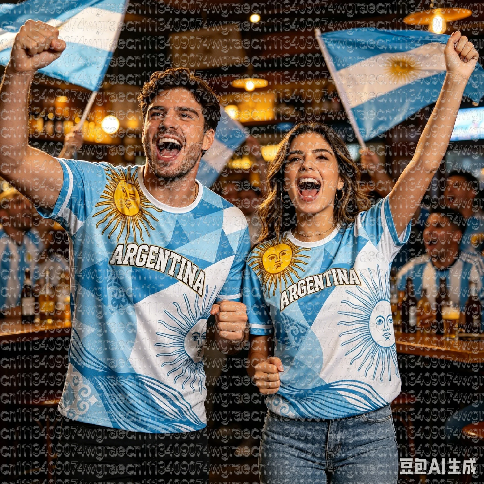 2026 Argentina Fan Cheer Football T-Shirt, Champion & Player Number Print On Back, Unisex Adult Kids Size Casual Sports Tees