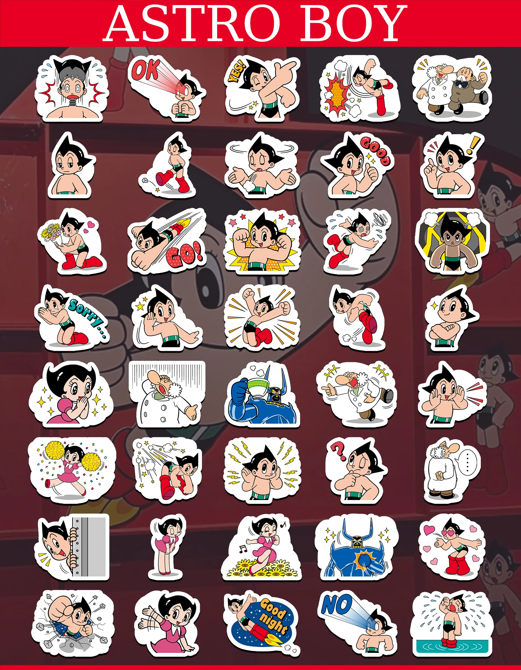 40PCS Astro Boy Stickers Aesthetic Travel Landmark Decal Graffiti DIY Phone Suitcase Luggage Wall Sticker