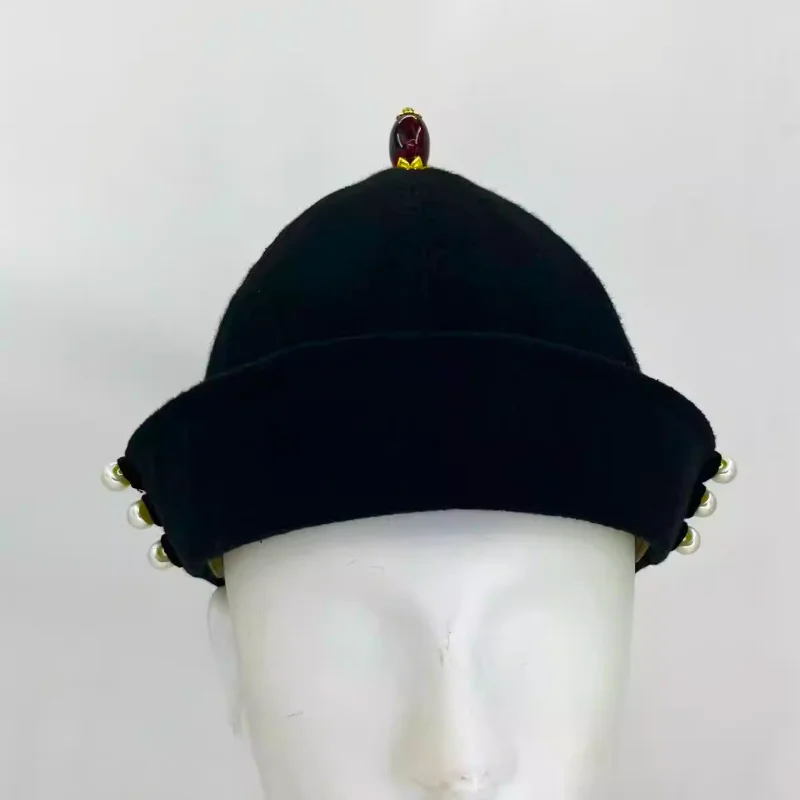 Reproduction of Ming Style Brimmed Hat With Folding Brim Multifunctional Retro Winter Hat