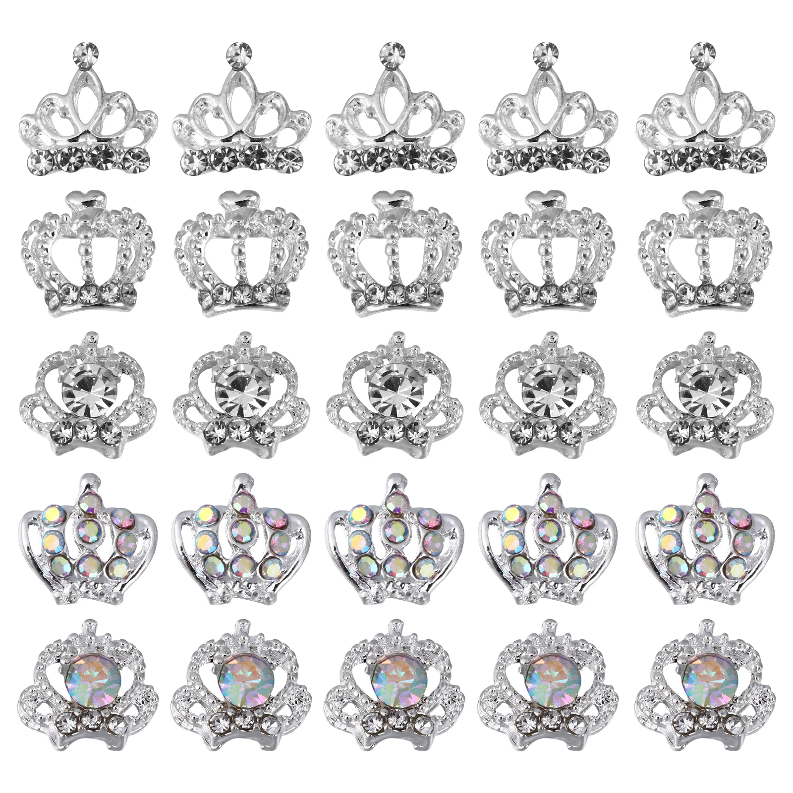 

50Pcs Nail Charms Alloy Metal Crown 3D Manicure Accessories DIY Nail Art Rhinestones Decoration Crown Manicure Charm