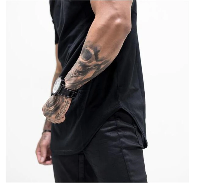 Men\'s Fitness Short Sleeve Sportswear Gym Bodybuilding Workout Muscle Shirts Cotton Patchwork Mesh Summer Breathable T-Shirts