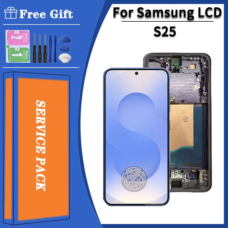 Super AMOLED For Samsung S25 5G LCD Screen Digitizer Assembly with Frame SM-S931B/DS SM-S931B Display Replacement Part