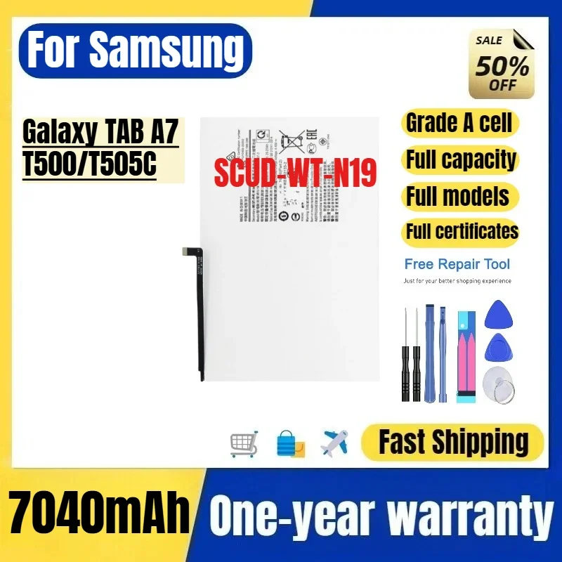 SCUD-WT-N19 for Samsung Galaxy TAB A7/T500/T505C Tablet Battery High Quality High Capacity Battery Replacement Bateria with Tool