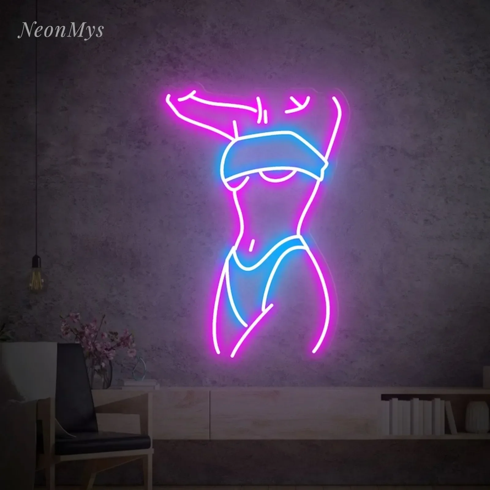 Sexy Woman Body Led Neon Sign, Female Figure Lights in Gymnasium Wall Decor Girl Room Neon Sign Support Custom