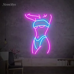 Sinal de néon conduzido do corpo da mulher sexy, luzes femininas da figura no ginásio decoração da parede quarto da menina sinal de néon suporte personalizado