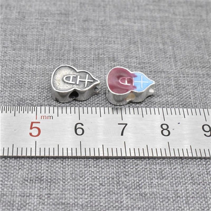 1 Piece Enamel Lucky Gourd Bead Double Sided in 925 Sterling Silver