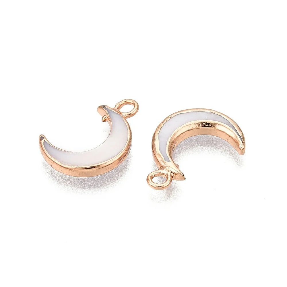 2pcs  Freshwater Shell Pendants with Brass Loops Edge Golden  Moon Seashell color 16.5x11x3mm Hole: 1.8mm