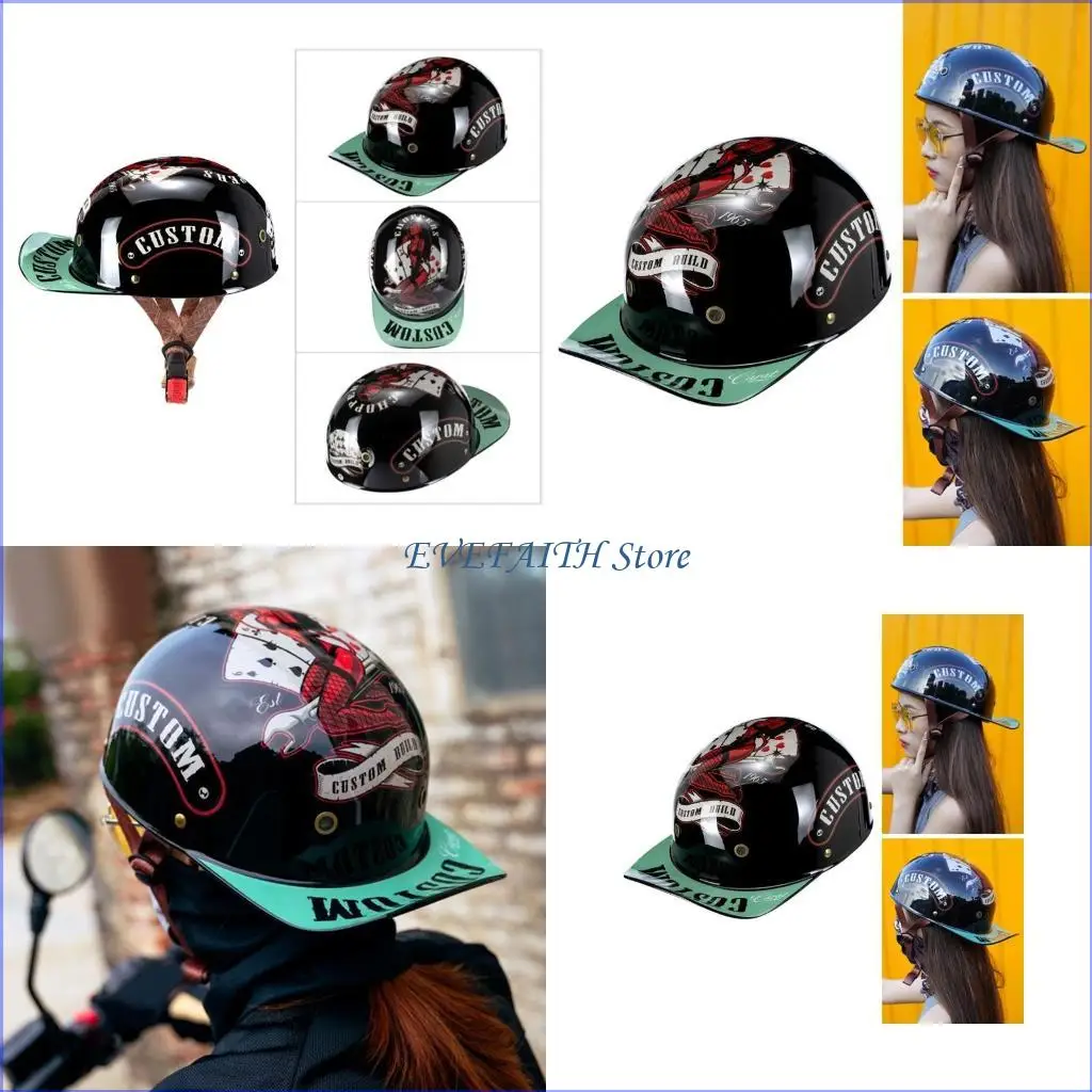 

124B Vintage Open Face Motorcycles Helme Vintage Baseball Cap Женщины мужчины для скутера мопед