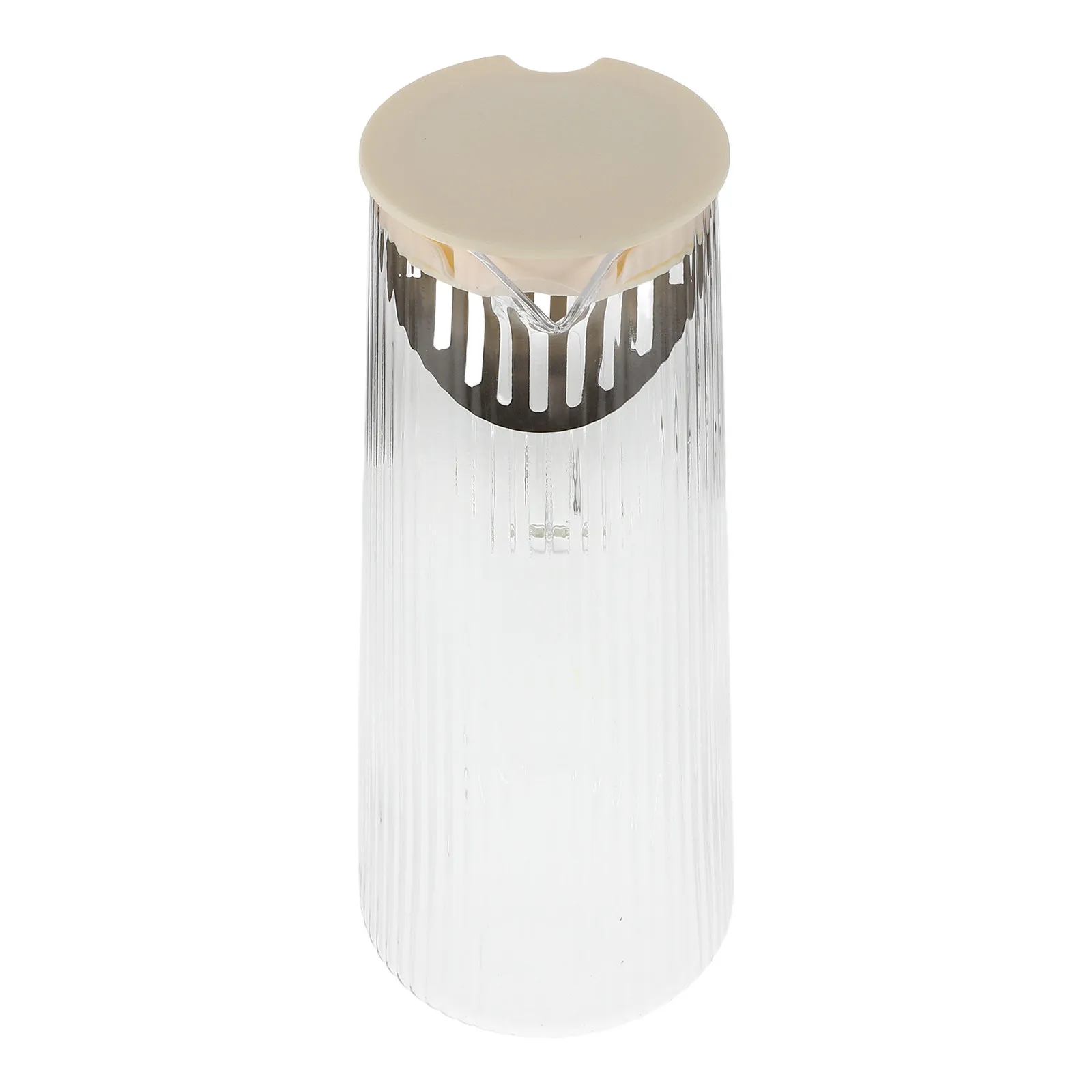 Glass Water Pitcher Vertical Striped Lid Spout 1300Ml Cold Beverages Juice Iced Tea Lemonade Carafe Water Jug Glass