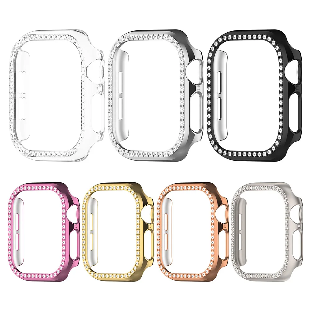 Bling Bumper Protector Hard PC Bumper Diamond Case Protective Cover for Apple Watch Series 10 42MM/46MM Accessories