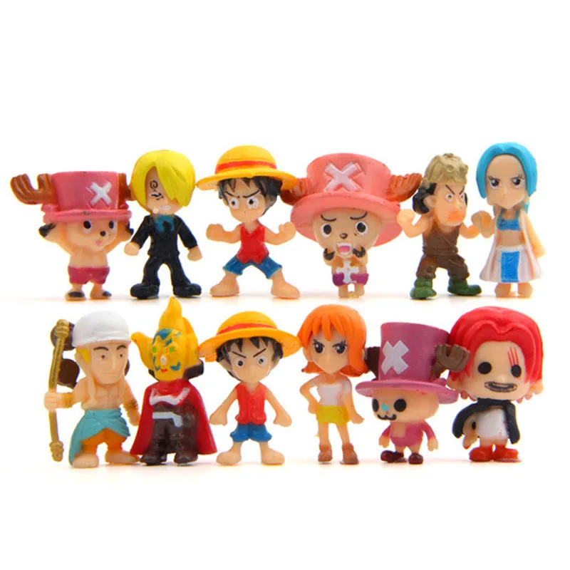 12Pcs/Set 2-3CM Anime One Piece Monkey·D·Luffy Roronoa Zoro Nami Shanks Usopp Mini Q Version PVC Action Figures Doll Model Toy