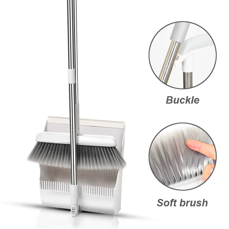 Broom Dustpan Set Combination 180° Rotary Folding Standing Floor Cleaning Tool No-Stick Hair Household Kitchen Cleaning Product