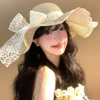 Lace Trim Straw Sun Hat - Foldable&UV Protection&Lightweight, The Ultimate Vacation…