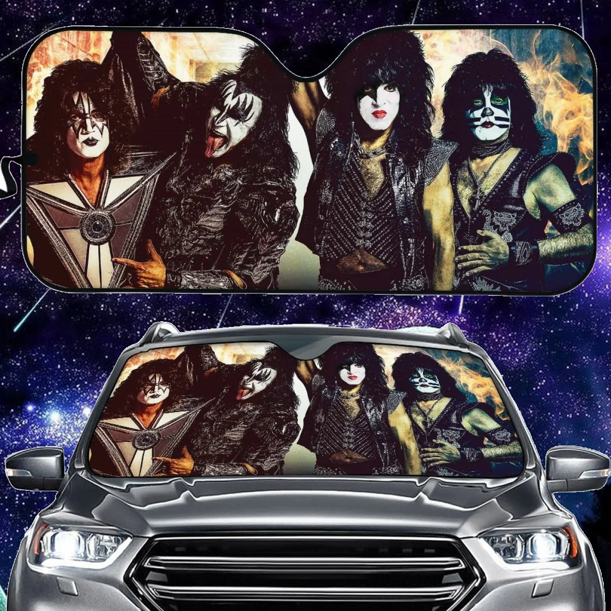 

2023 New Universal Car Windshield Sunshade Easy To Intall Kiss Band Car Sun Shade Foldable Auto Accessories Gift for Women Decor