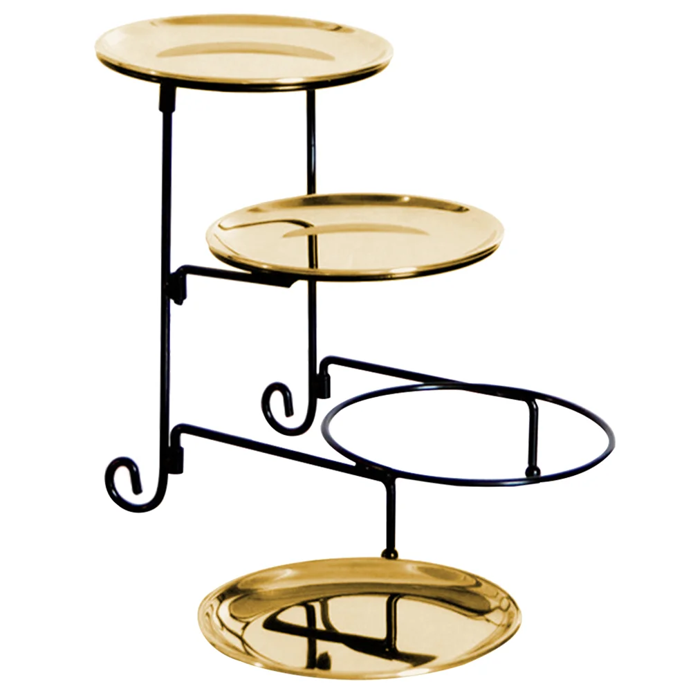 

Three Tier Fruit Bowl Food Trays Serving Household Display Stand Snack Dish Metal Organizer Stainless Steel Plate Dinner