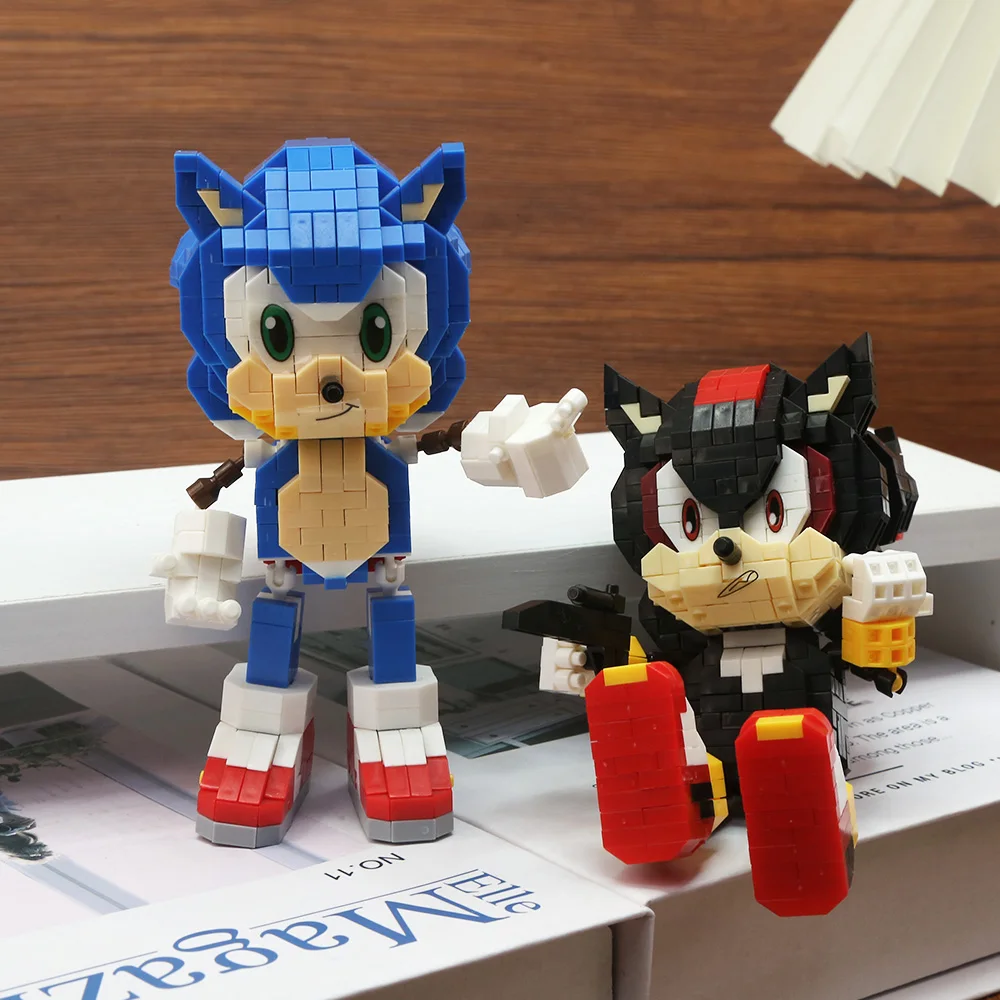 SEGA Shadow Tails  Knuckles  Building Blocks Game Sonic Diy Bricks Puzzle Toys Action Figures Festival Gifts Desktop Decoration