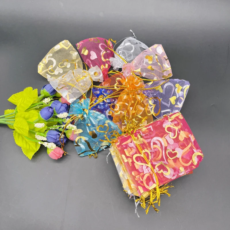 Jewelry Storage Packaging 1000pcs Heart Gift Bag for Christmas Gift Bags Transparent Jewelry Bag Organza Bags Drawstring Sachet