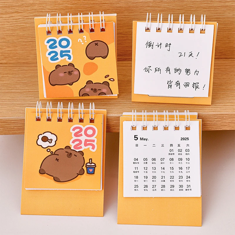 Creatieve Mini Cartoon Bureaukalender Schattige Draagbare Capibara Pocket Kalender Desktop Kleine Decoratie Kantoorschoolbenodigdheden Geschenken