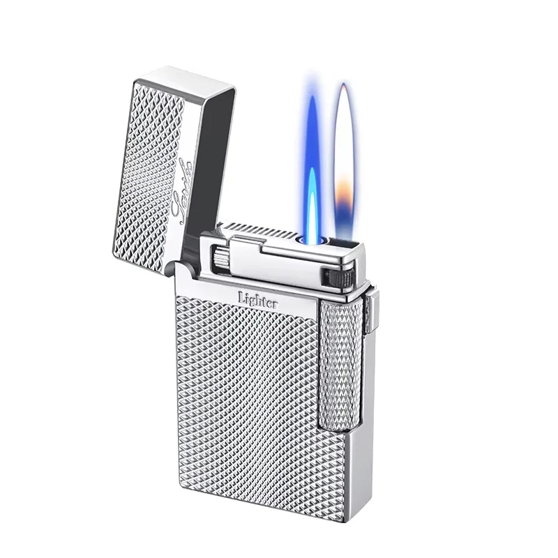 Metal Loud Double Fire Direct Rush + Open Flame Electroplating Inflatable  Lighter Novel Cigarette Lighters & Smoking Accessories