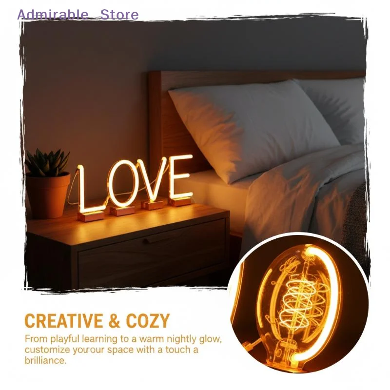 wCOB LED Filament English Letter Lamp DC3V  Yellow Decorative Diodes for Art Craft Party Ambient Lighting