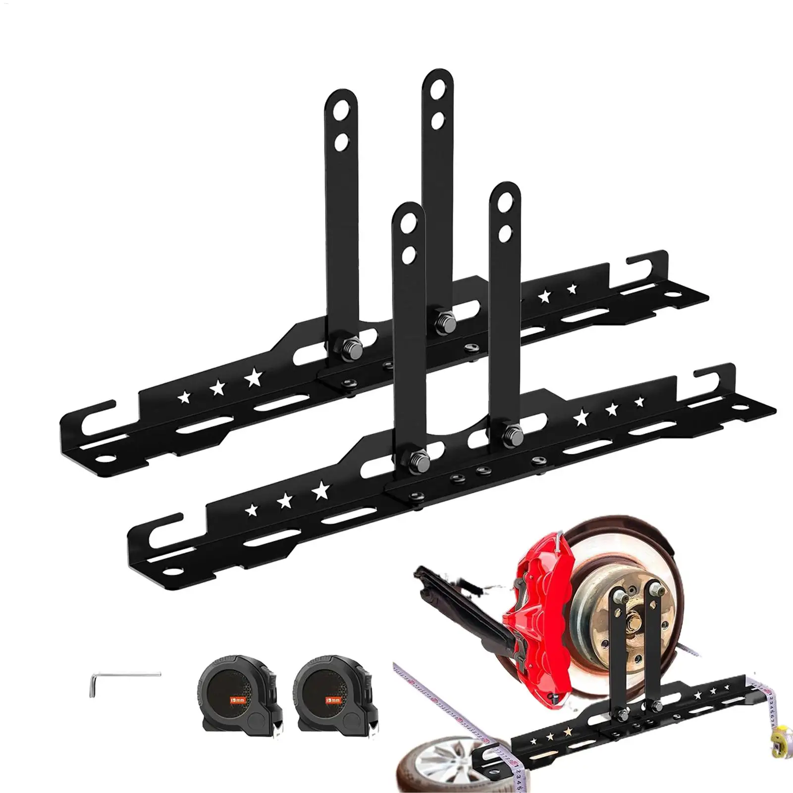 

2pcs Car Wheel Alignment Tool With 2 Measuring Tapes Adjustable Auto Wheel Leveling Aligner Heavy Duty Wheel Balancing Plates