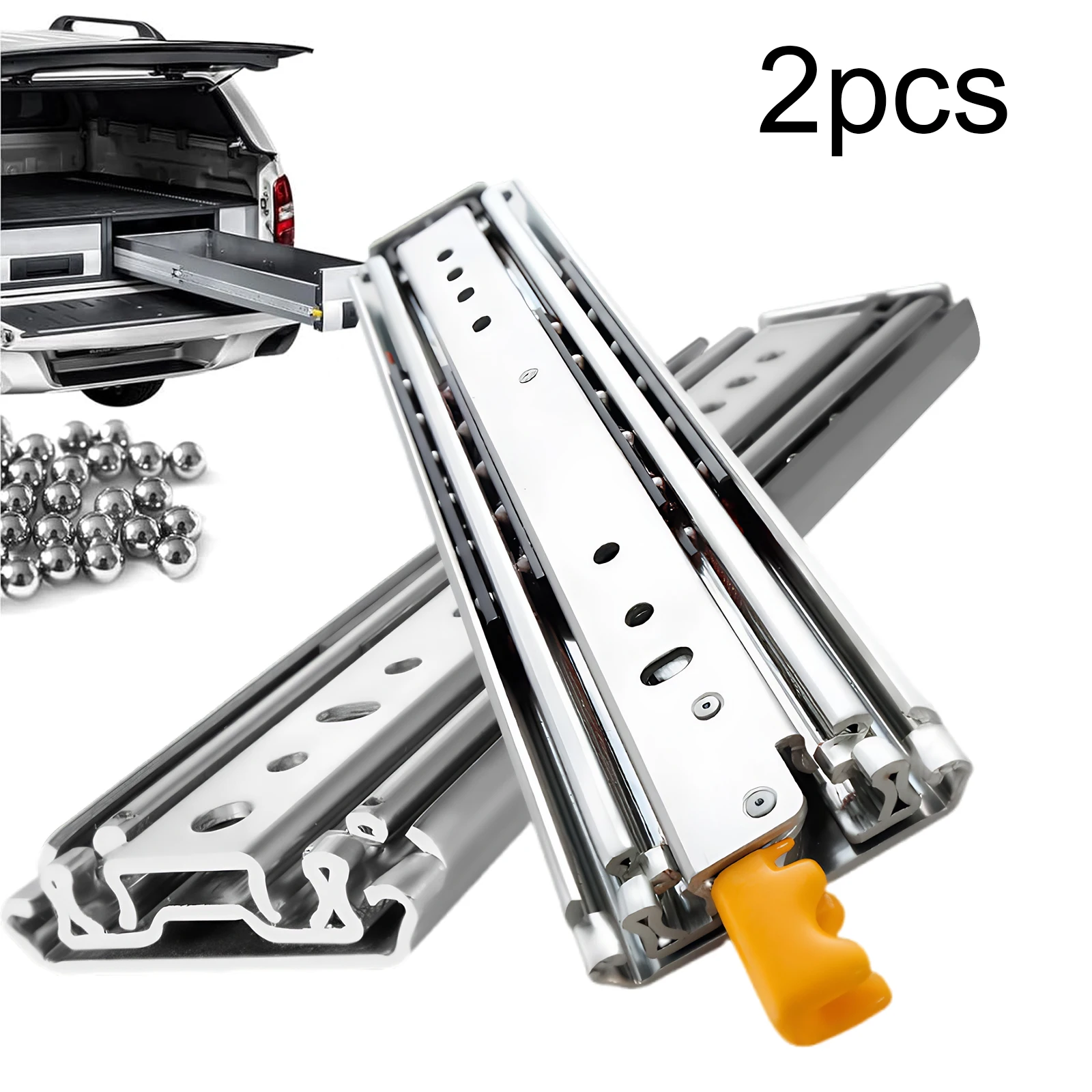 

1 Pair 44 Inch Industrial Rails with Lock Metal Rails Track Guide Glides Runners Side Mount for RV Cabinets Tool Box & Storage