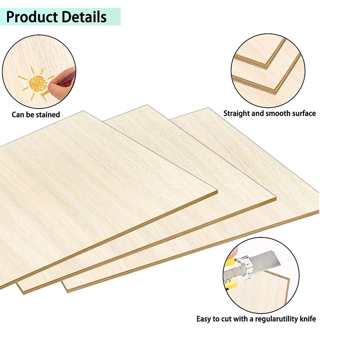 AA83 12 Pack Sheets 12 x 8 x 1/13 Inch Thin Plywood Wood Sheets Unfinished Wood Squares Boards Balsa Wood Sheets for Crafts
