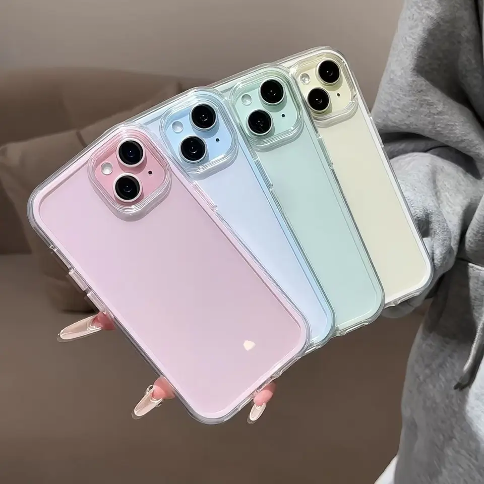 Funda de lujo con marco de color caramelo y parte trasera transparente, para iPhone 17 16 15 14 13 12 Pro Max 11 16PLUS 17, acrílica a prueba de golpes con borde protector 5