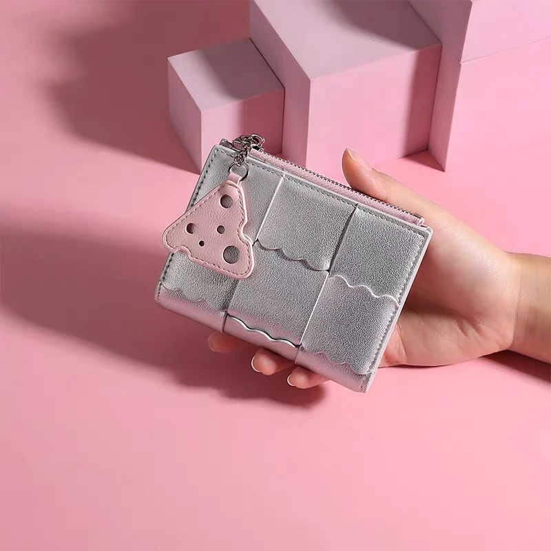 Creatieve Multifunctionele Geweven Pu Lederen Kaarthouder Vrouwen Rits Korte Portemonnee