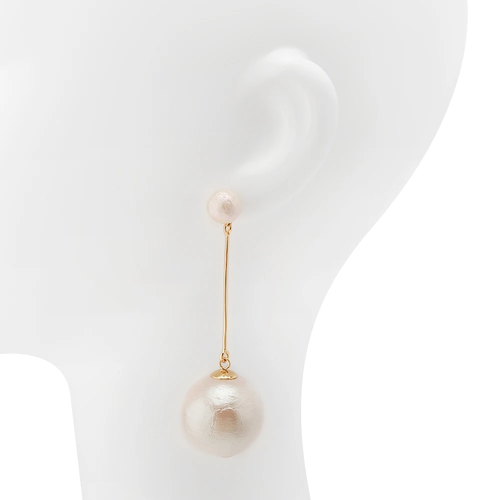 Amorita boutaique Ab Pearl Wool Big Ball Fashion Drop Earring gold Plated Jewelry