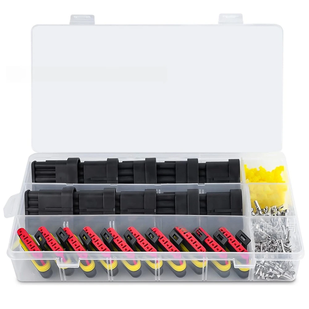 260Pcs 6 Pin 1.5 Series AMP Automotive Waterproof Connector Kit, Male Female Waterproof Plug for Car Motorcycle LED Light