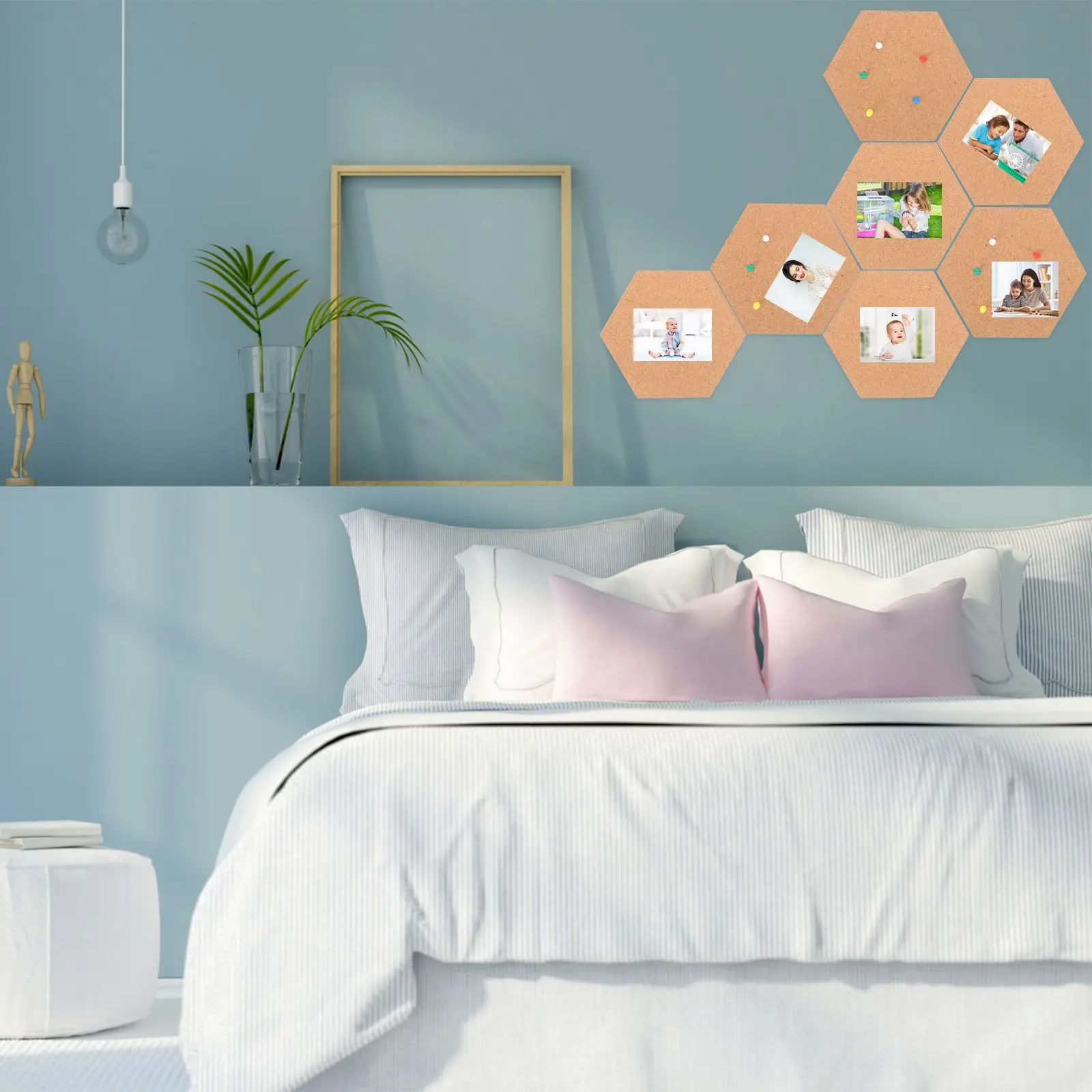 Hexagonal Corkboard Small Notice for Office Frameless Reminder Bulletin Decorative Accessories Note