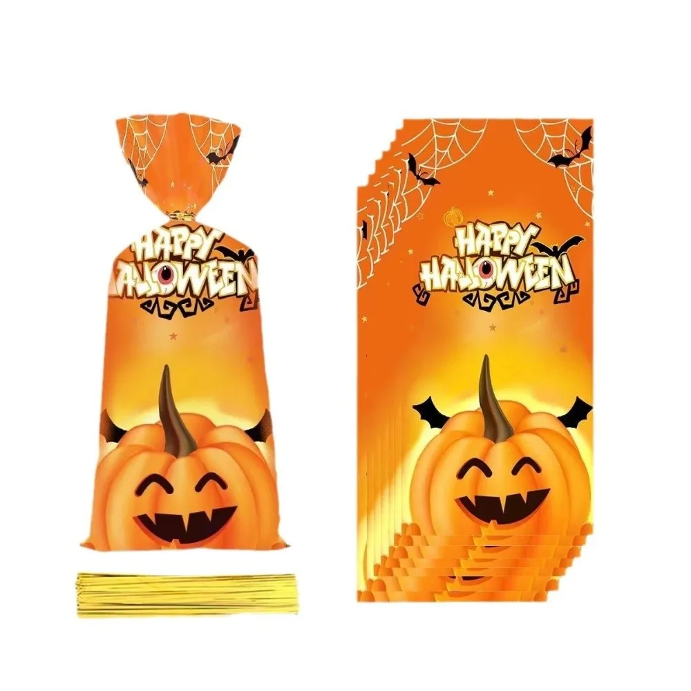 50pcs Reusable Halloween Candy Bag Exquisite Cute Snacks Candy Biscuit Bag Multi-functional Practical Drawstring Bag