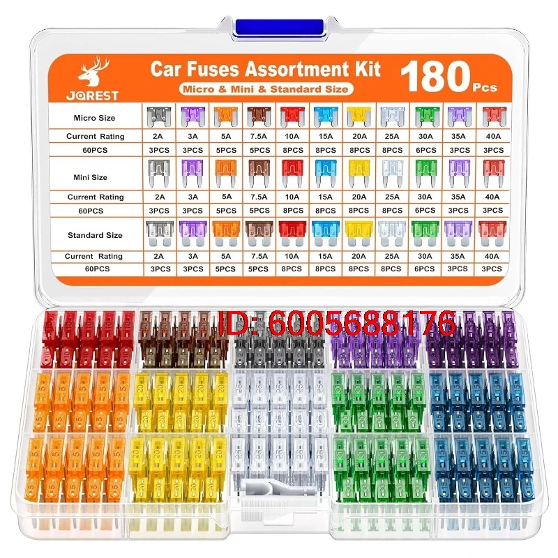 180PCS/1 box zinc aluminum medium small mini car plug-in fuse, car circuit protection fuse