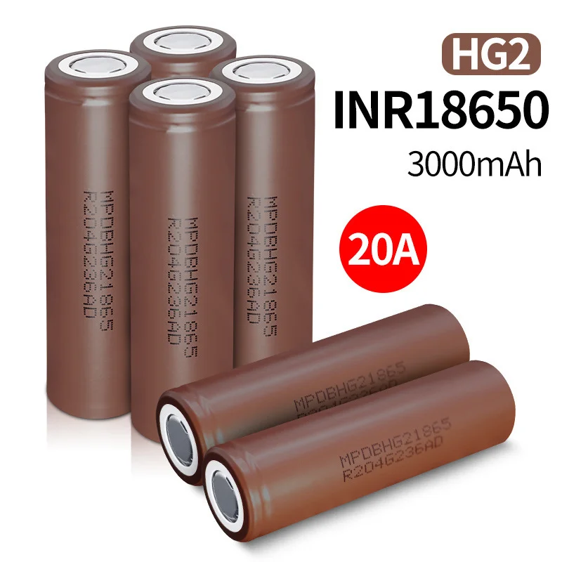 

LG HG2 18650 Battery 3000mAh 3.7V 20A Discharge High Power Rechargeable Li-ion Battery for Vape Flashlight Long-Lasting Energy