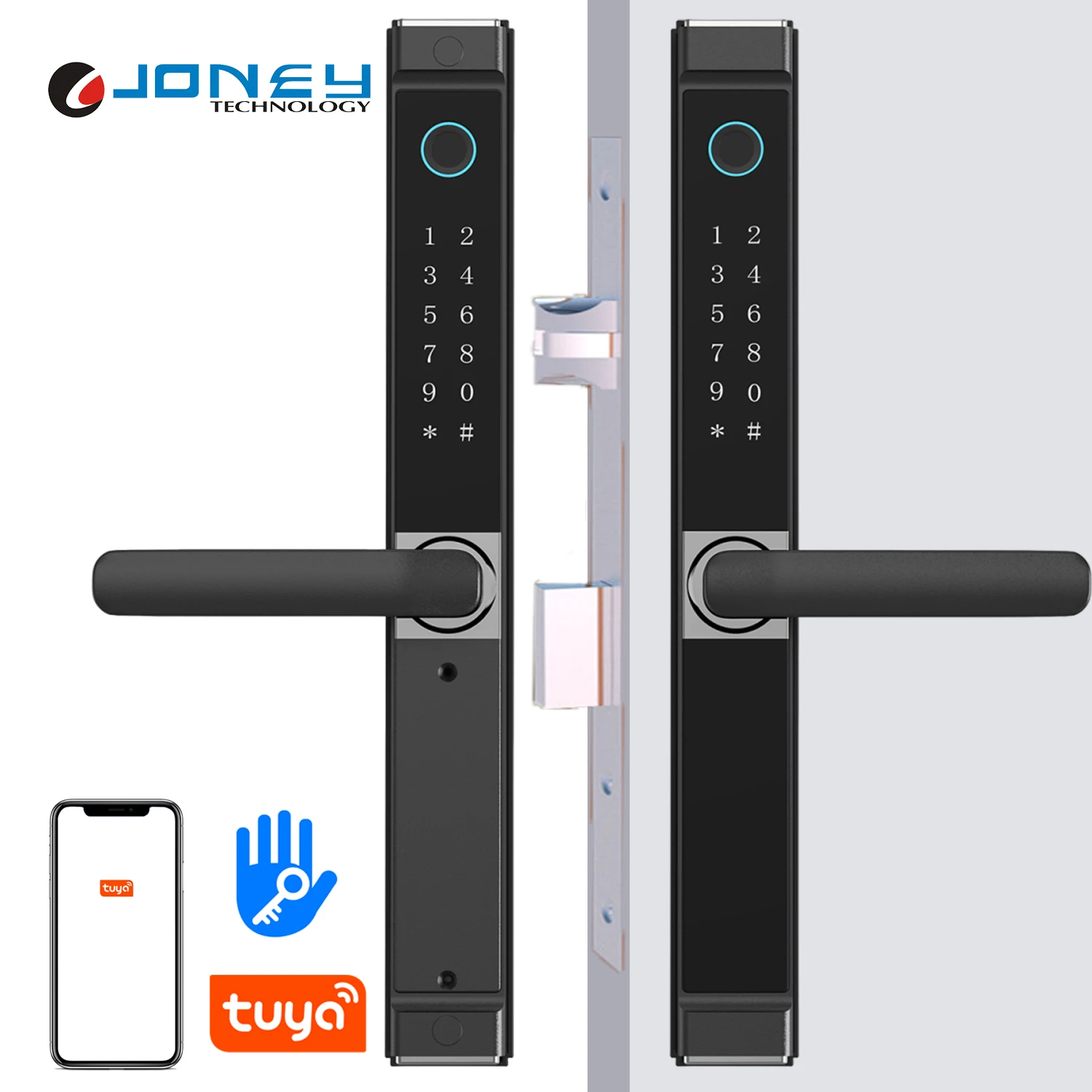 

July003 Digital Lock with Double Side Fingerprint Security Biometric Fingerprint Smart Door Lock with Tuya Wifi TTlock App