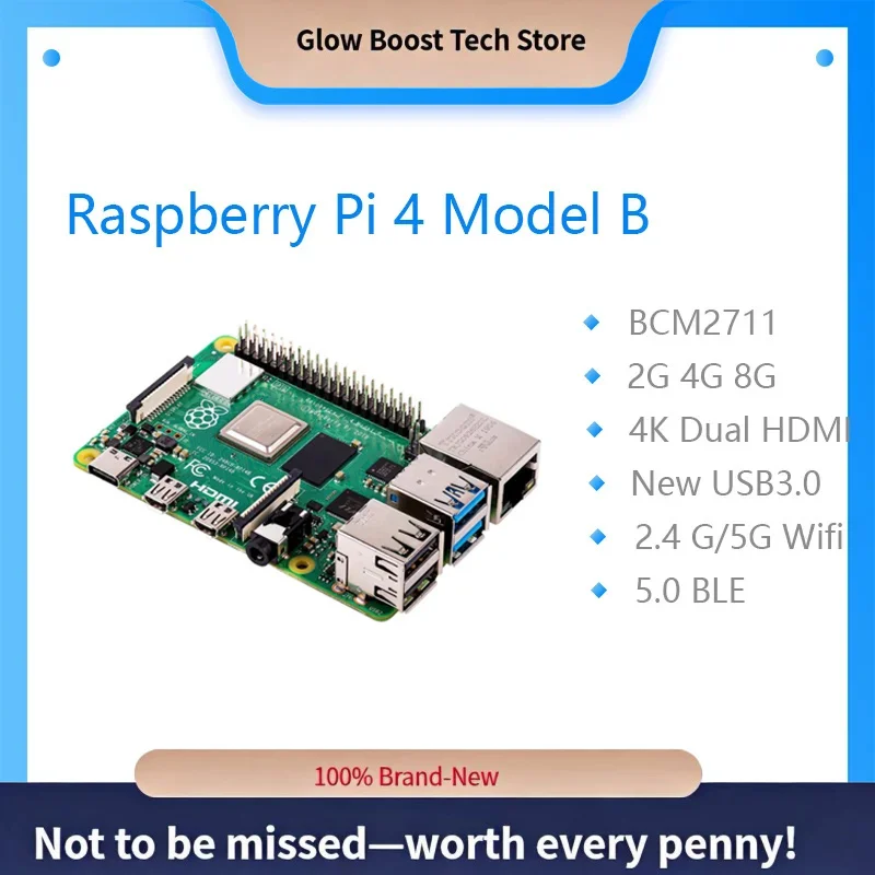 

Официальная плата Glow Raspberry Pi 4 Model B Комплект оперативной памяти 2G 4G 8G 4-ядерный процессор 1,5 ГГц 3 Speeder Than Pi 3B+