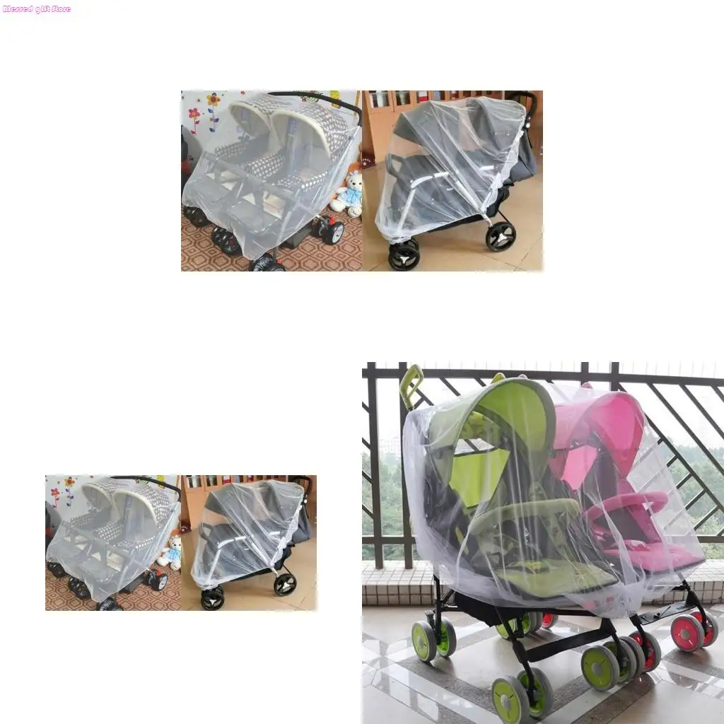 D0JC Insect Netting for Pushchair Twin Stroller Fine Mesh Cover Carseat Net