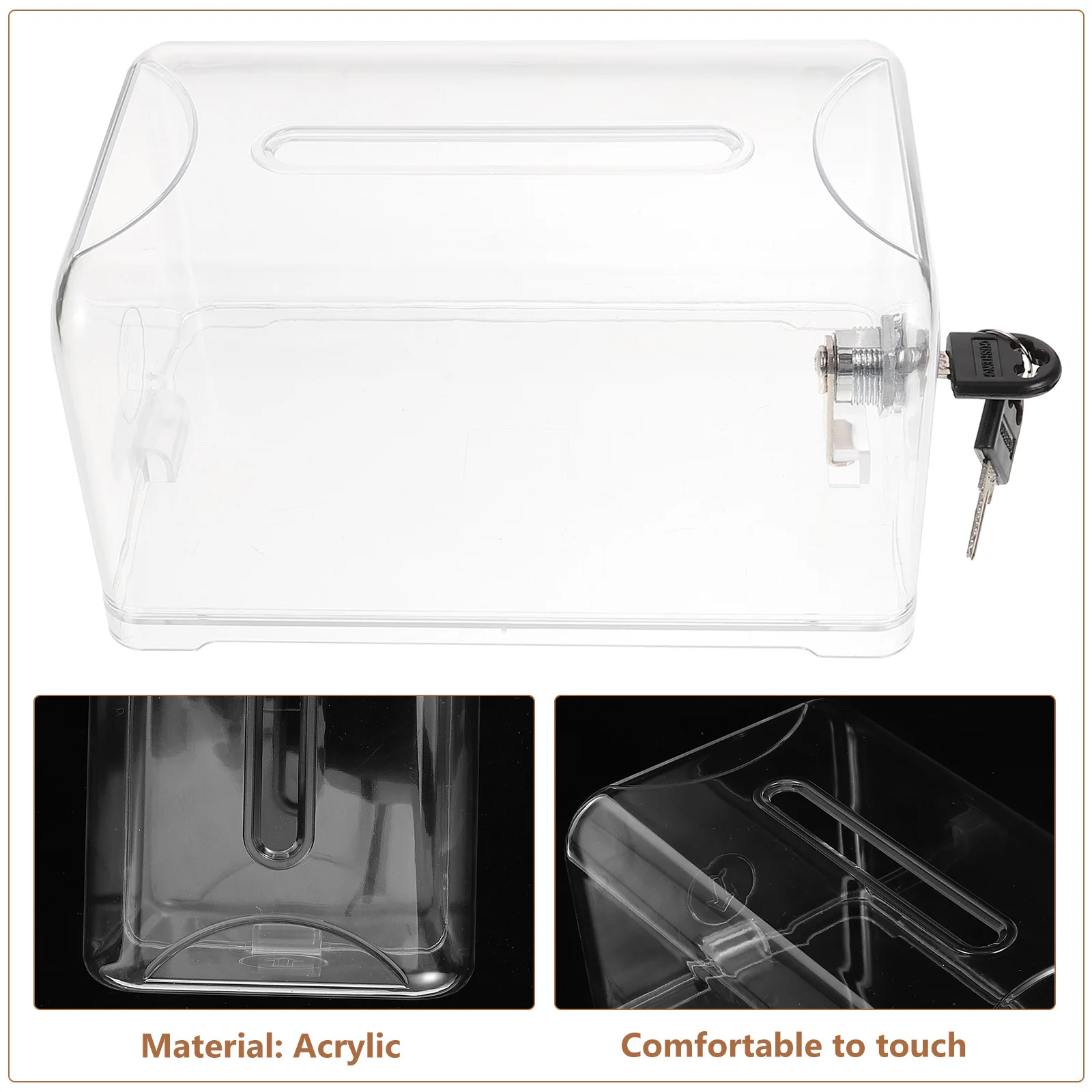 Acrylic Clear Suggestion Donation Box Lock Fundraising Voting Ballot Storage Safe Money Votes Letters Office Use