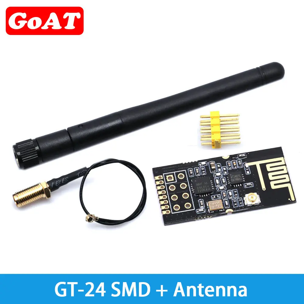 GT-24 NRF24L01+PA+LNA (With Antenna) Socket Adapter Plate Board 2.4G Wireless Data Transmission Module 1100-Meters Long-Distance