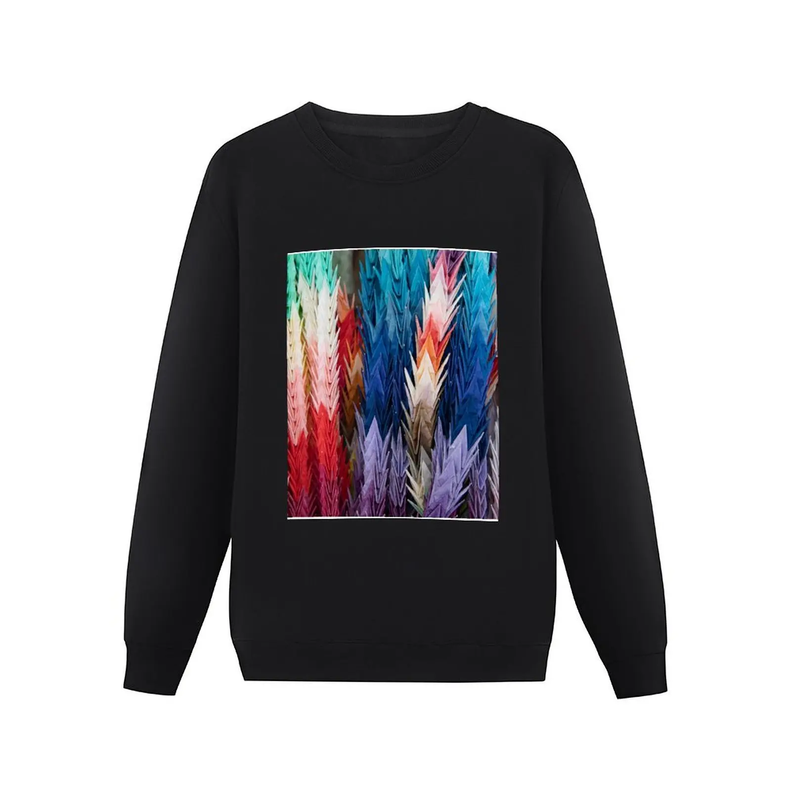 Japanese Origami Colorful Paper Cranes Pullover Hoodie autumn jacket men men's sweatshirts