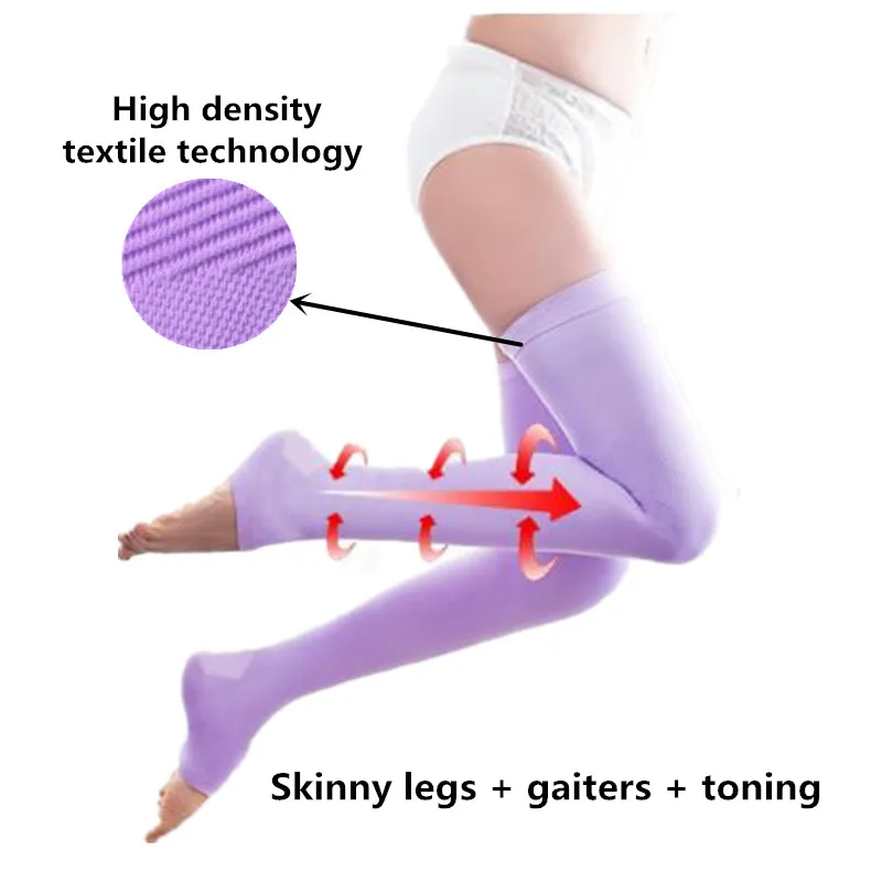 Anyongzu 420d High Pressure Elastic Sleeping Stocking Medical Open-toed Shaping Calf Prevent Varicose Veins Compression Stocking