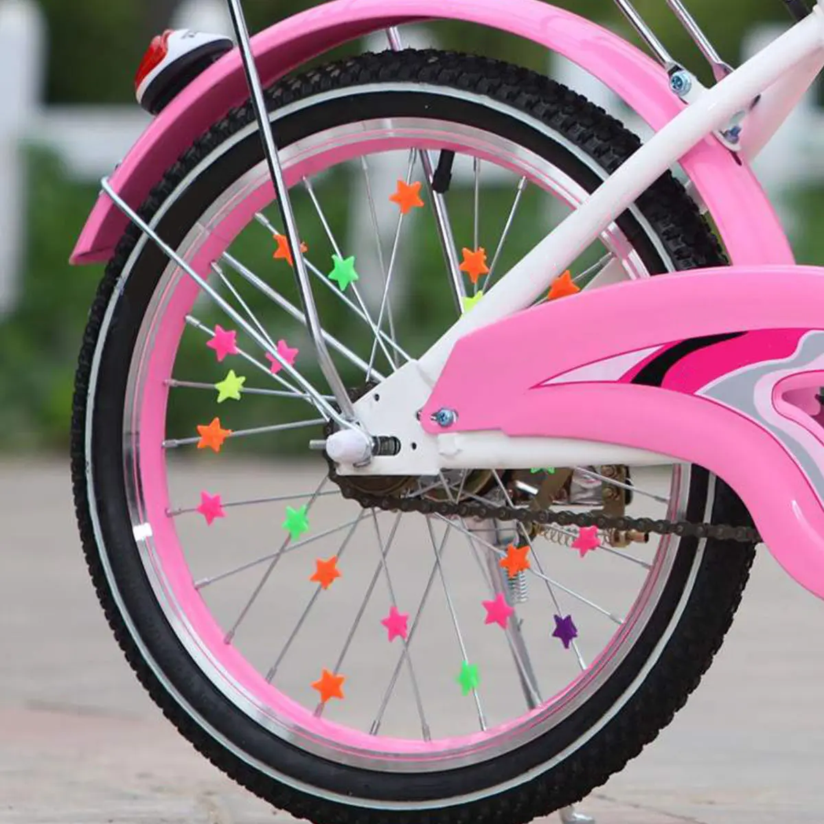

36Pcs Multi-Color Plastic Bike Wheel Spoke Stars Beads Clips Easy Clip on Ornament for Bicycle Multi-Color Wheel Spokes